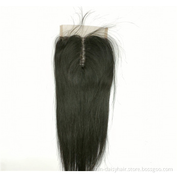 LAN DAISY for Black Women  4*4 T Part half hand made Closure Indian Human Hair Silky Straight Wave Hair  Toupee